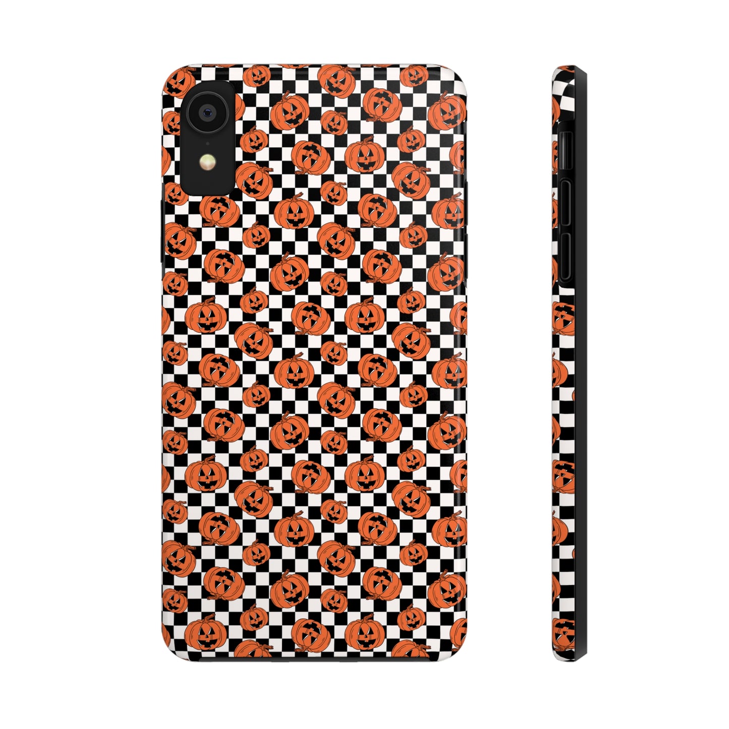 Pumpkin / Jack-O-Lantern Checkerboard Halloween/ Fall Patterned Tough Phone Cases