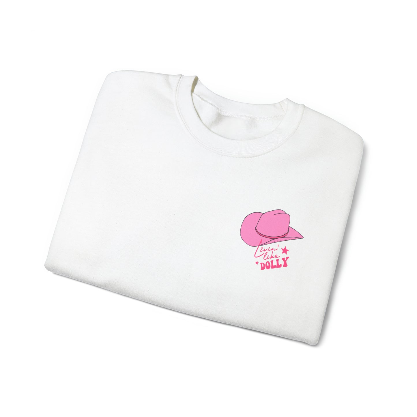 "Living Like Dolly/ What Would Dolly do?" (Front & Back Design) - Unisex Heavy Blend™ Crewneck Sweatshirt
