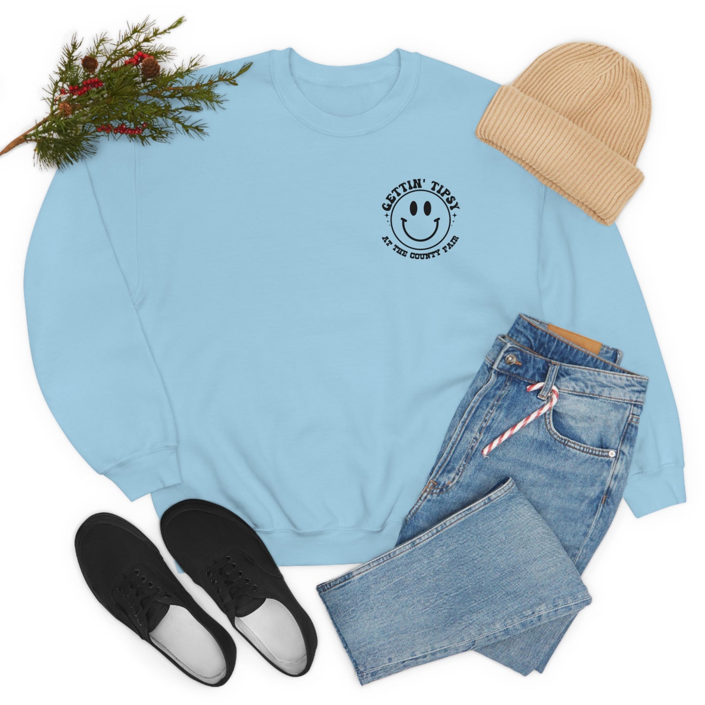 "Gettin' Tipsy at the County Fair" (Front & Back Design) - Unisex Heavy Blend™ Crewneck Sweatshirt