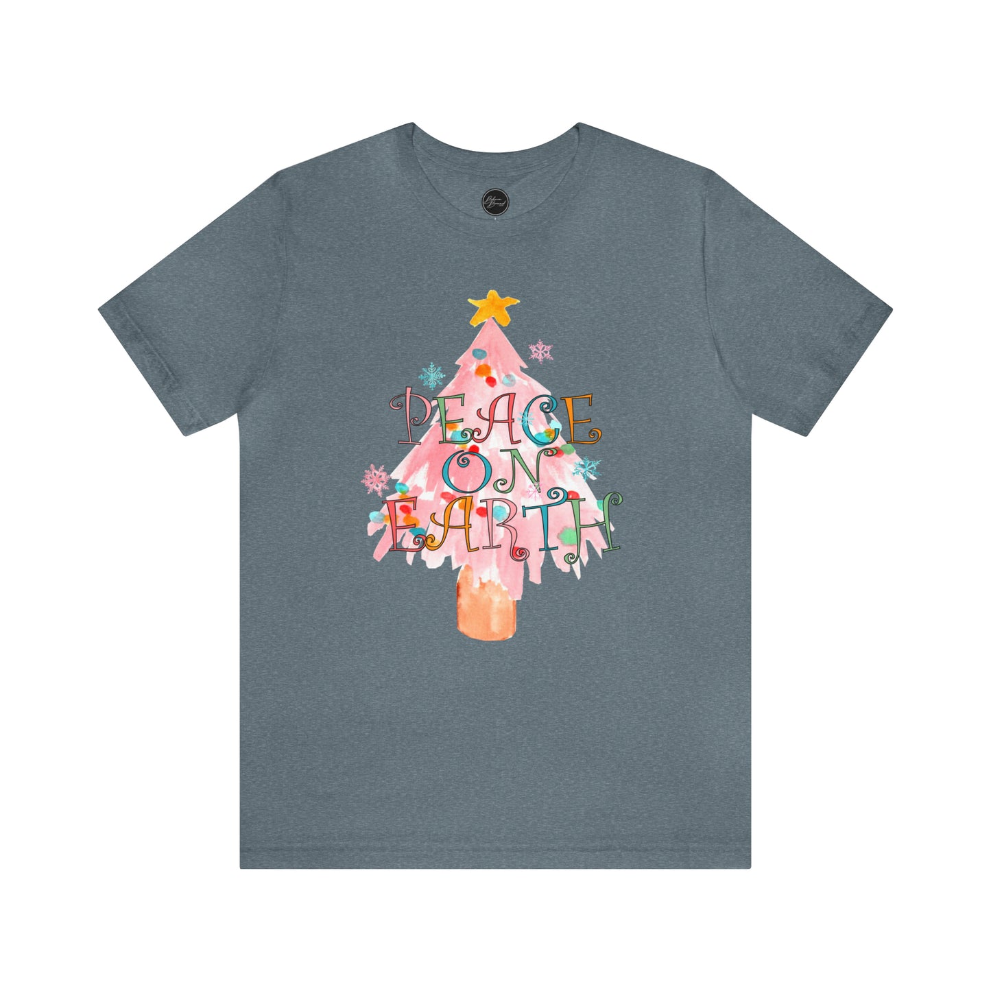 Peace on Earth Christmas/ Holiday Bella Jersey Short Sleeve Tee (Unisex)