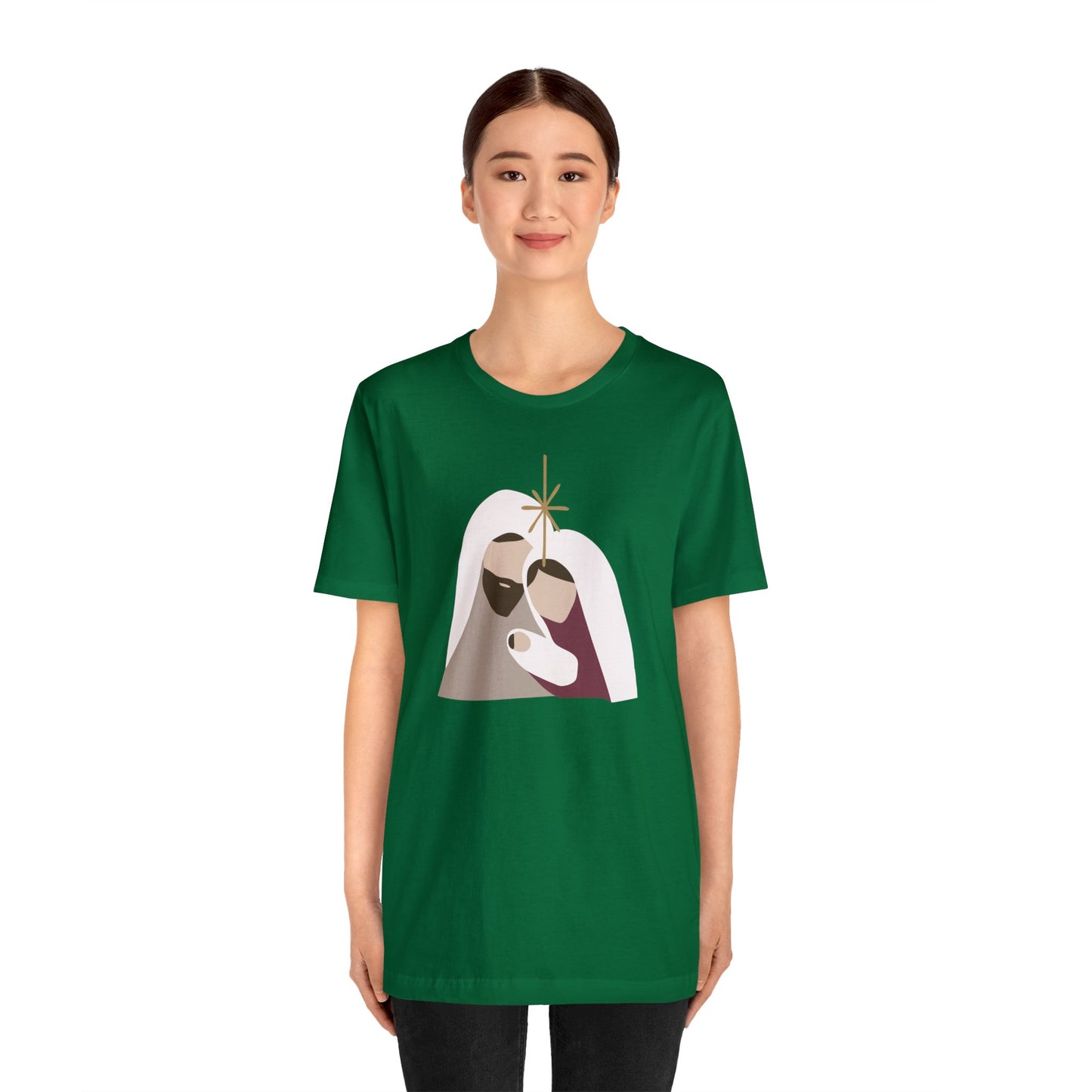 Holy Family Christmas Christian Bella Jersey Short Sleeve Tee (Unisex)