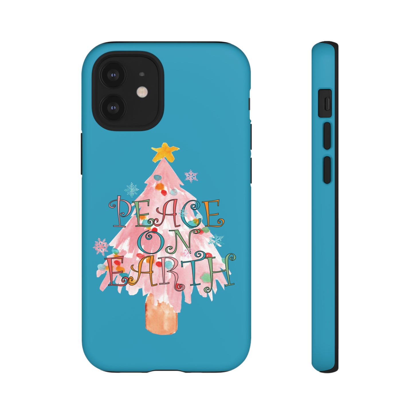 Peace on Earth Christmas/ Holiday Apple iPhone Tough Cases - Turquoise