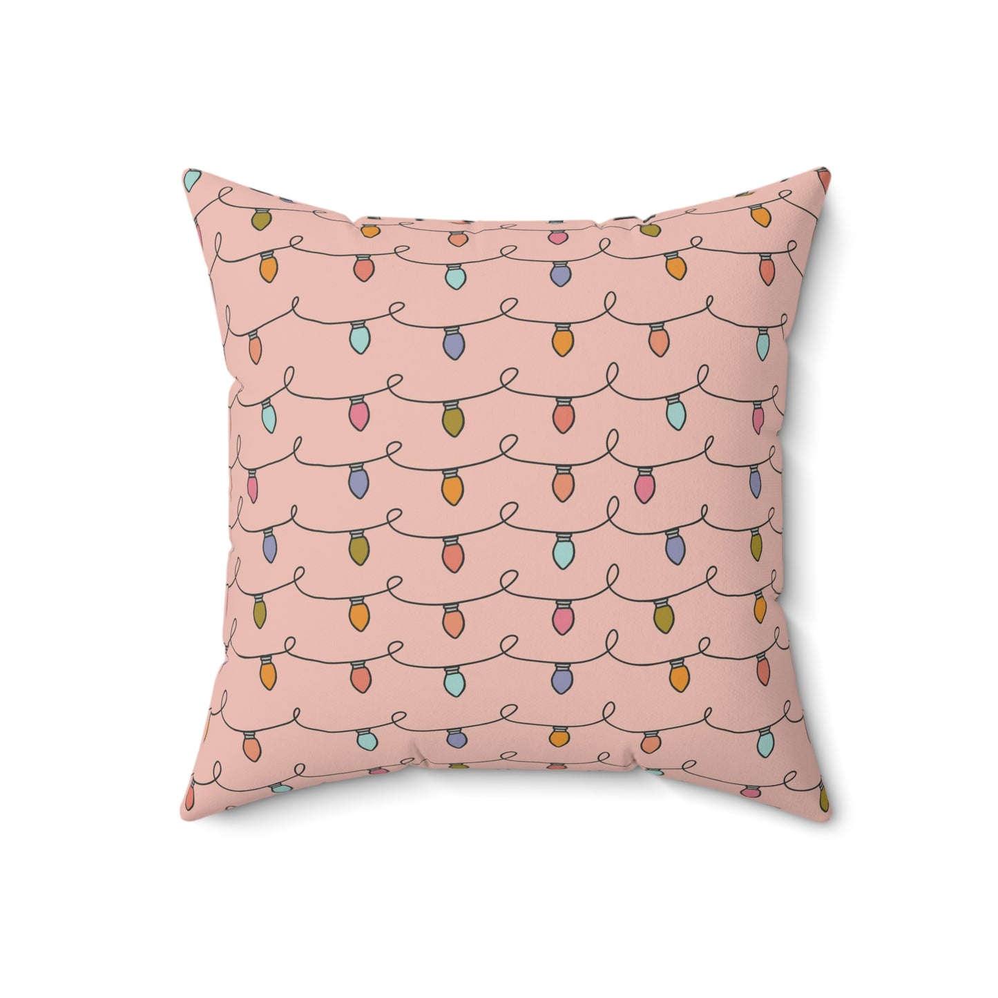 Pink Christmas Lights/ Holiday Polyester Square Pillow