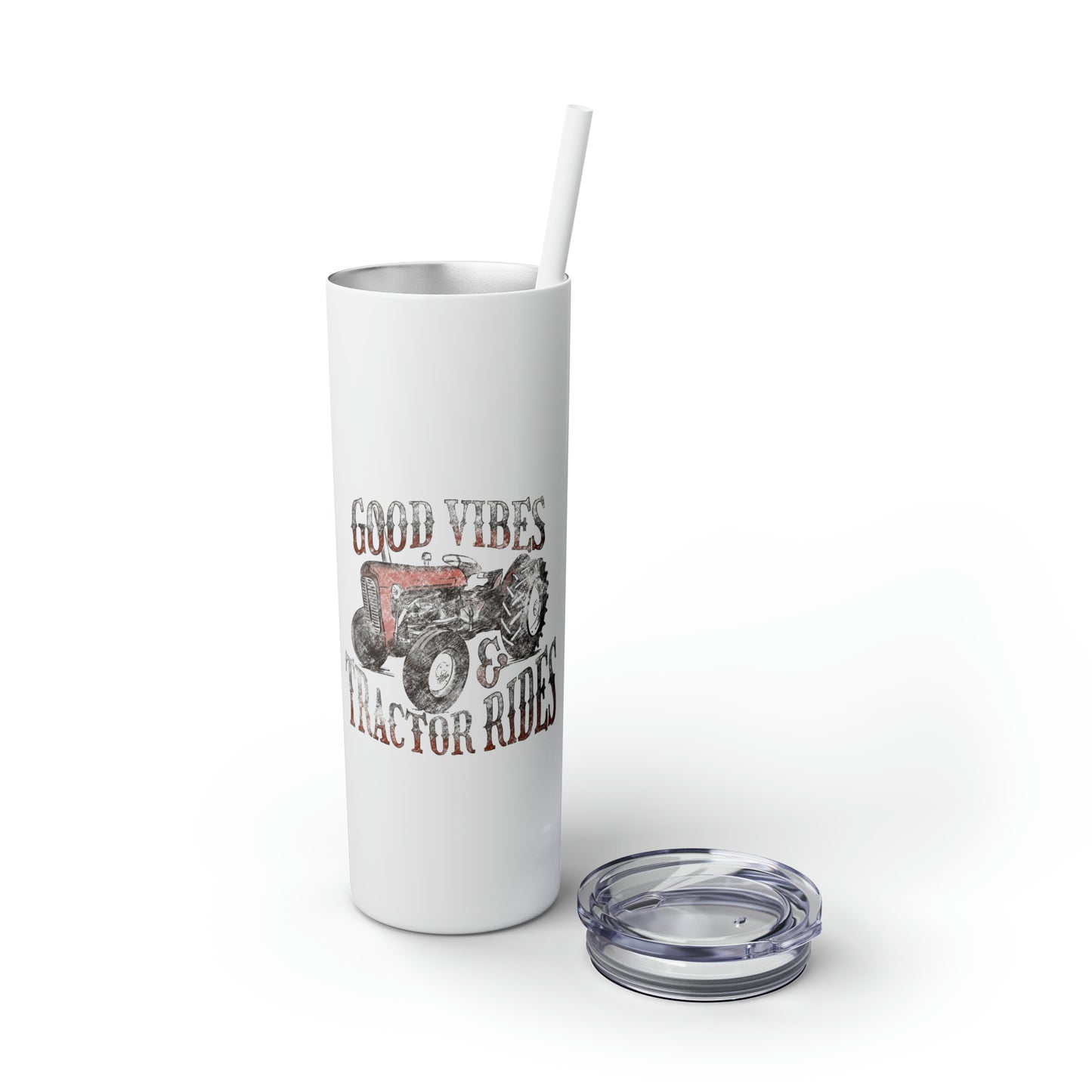 Country Cow Print Skinny Tumbler with Straw, 20oz