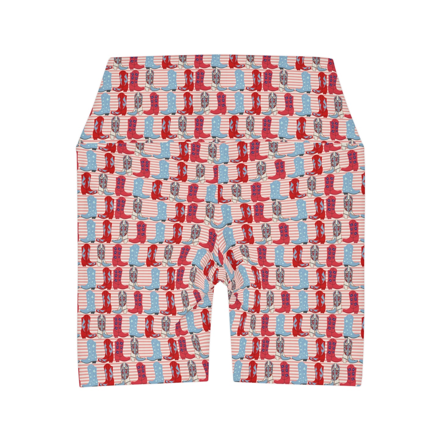 USA American Country Cowboy Boots and Stripes Pattern Yoga Shorts