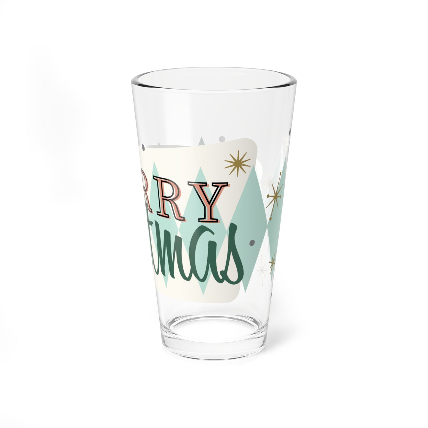Retro Merry Christmas Mixing Glass, 16oz
