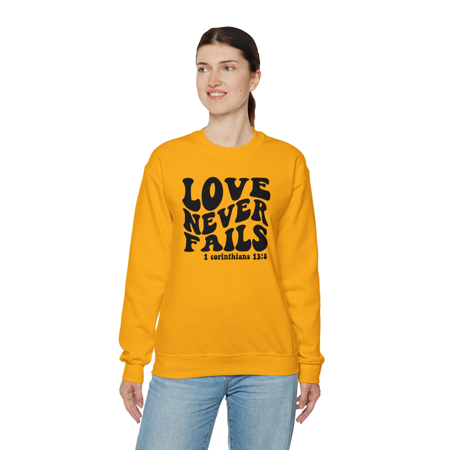 Love Never Fails Black Logo Unisex Heavy Blend™ Crewneck Sweatshirt