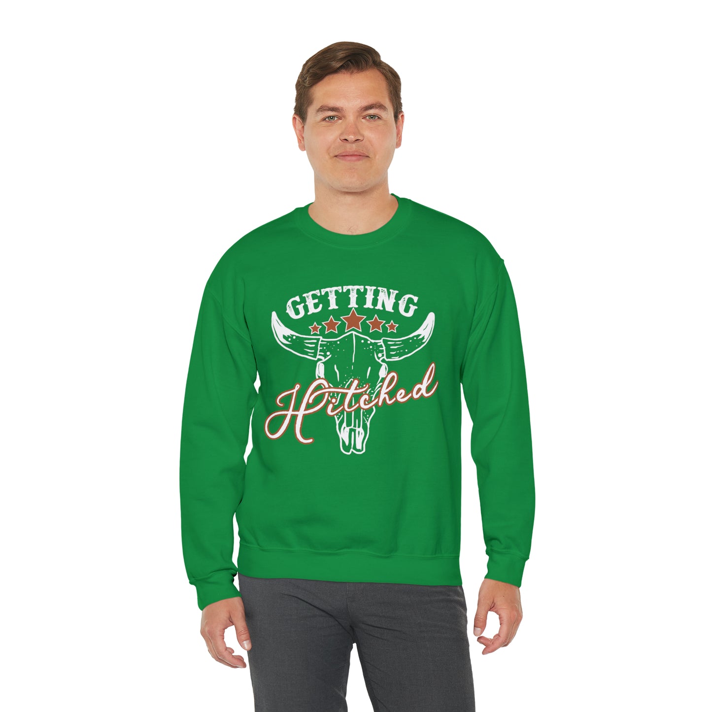 Vintage Getting Hitched Bride Unisex Heavy Blend™ Crewneck Sweatshirt - White Ink
