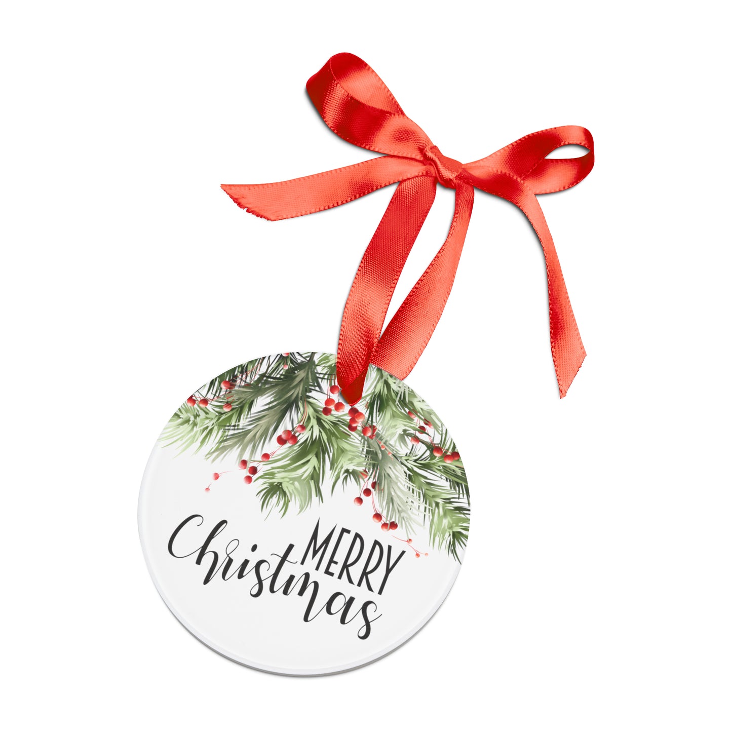 Merry Christmas Garland Acrylic Ornament with Ribbon