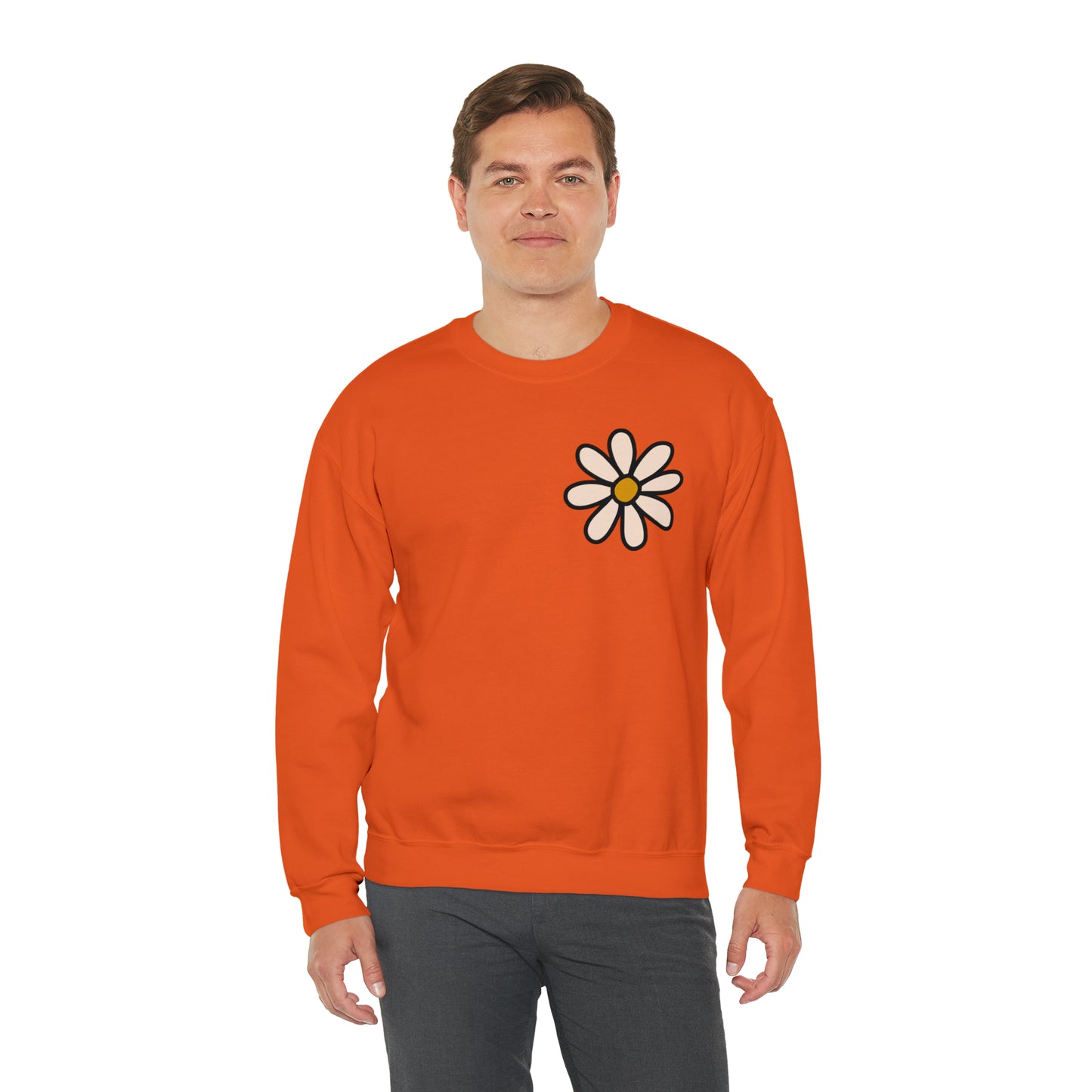 Distressed Daisy Love Like Jesus - Front and Back Design Heavy Blend™ Crewneck Sweatshirt