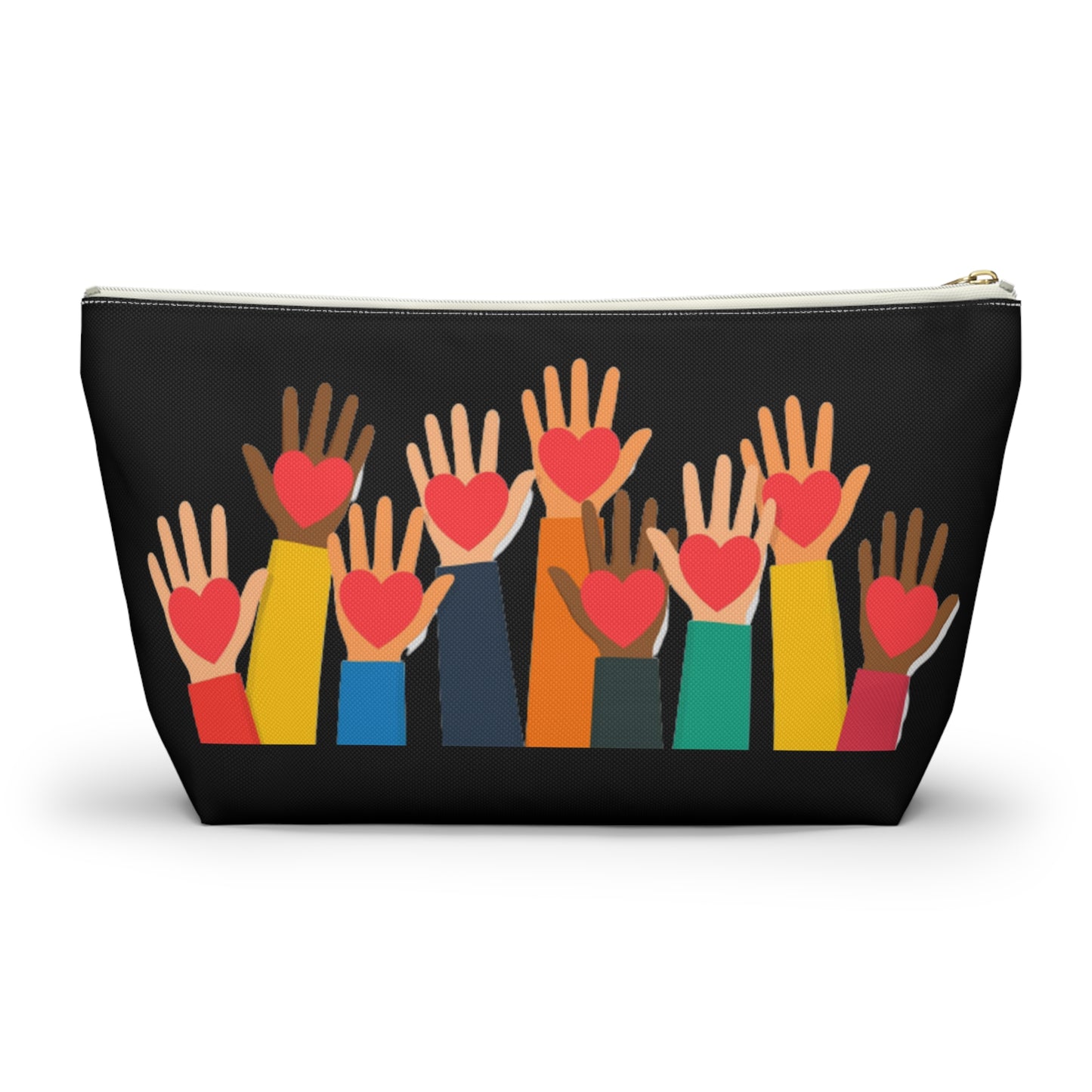 Hearts Hands and Love Print Design Accessory Pouch w T-bottom