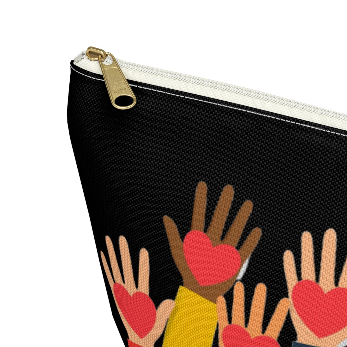 Hearts Hands and Love Print Design Accessory Pouch w T-bottom