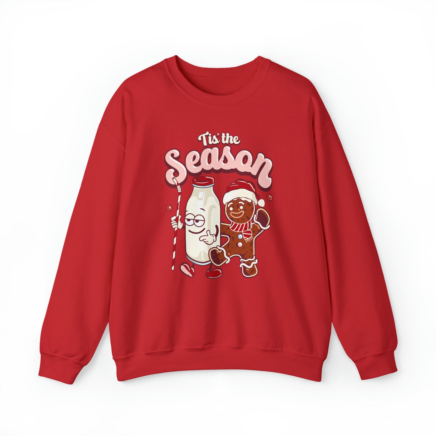'Tis the Season Gingerbread and Milk Christmas Unisex Heavy Blend™ Crewneck Sweatshirt