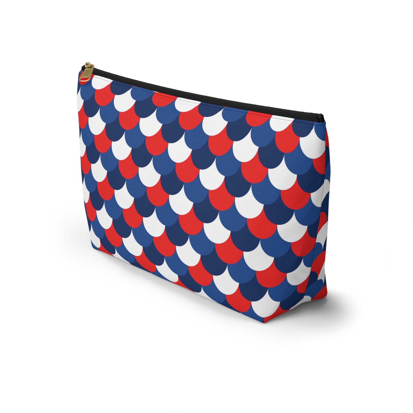 USA America 4th of July Mermaid Scale Red, White and Blue Print Design Accessory Pouch w T-bottom
