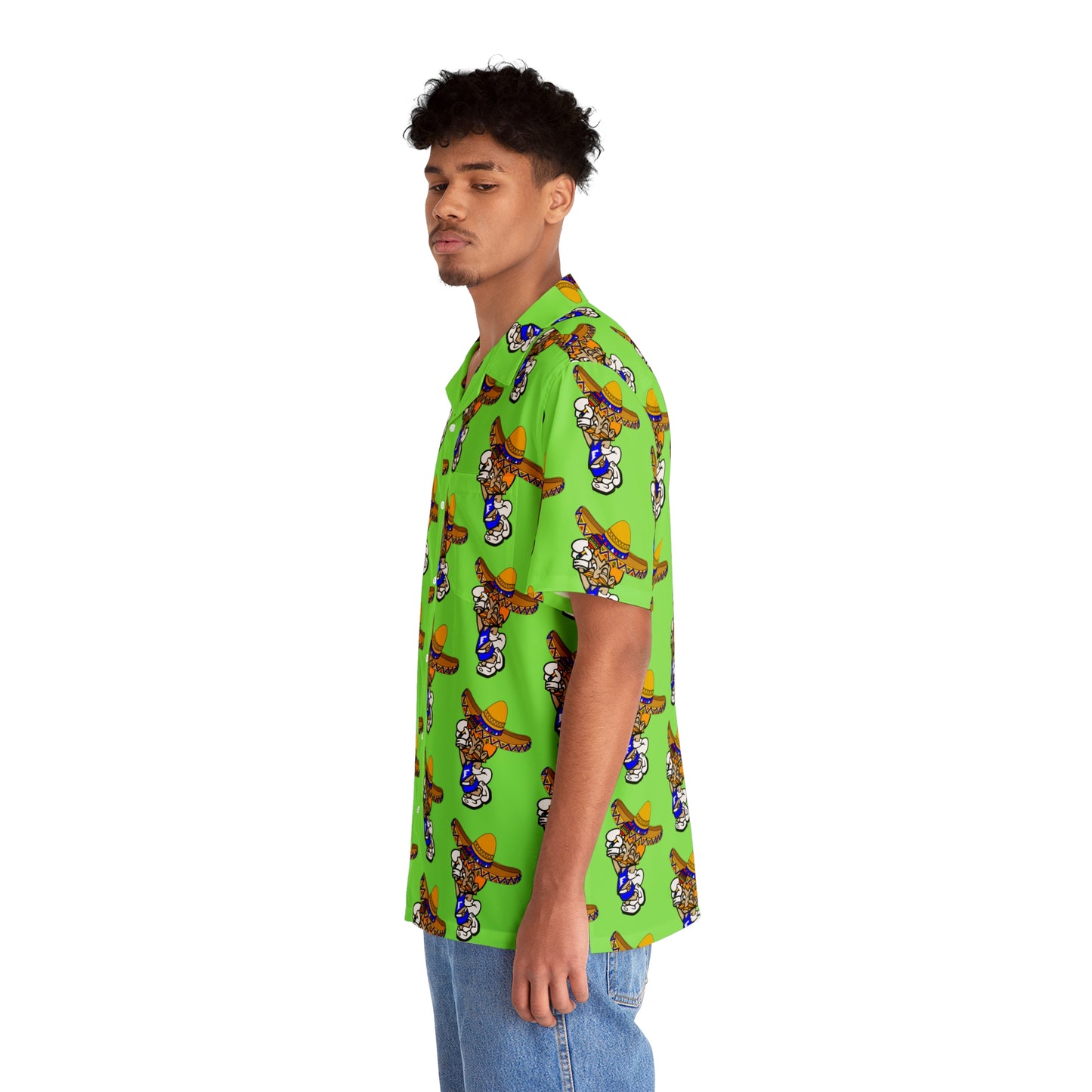 Freeburg Sombrero Midget Men's Hawaiian Shirt - Lime Green