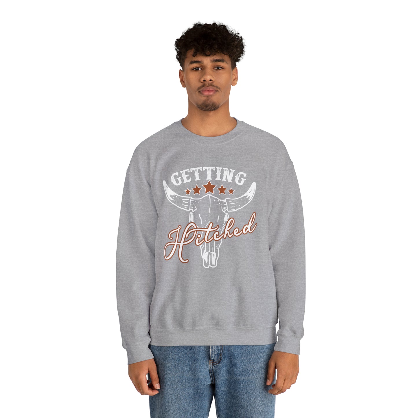 Vintage Getting Hitched Bride Unisex Heavy Blend™ Crewneck Sweatshirt - White Ink