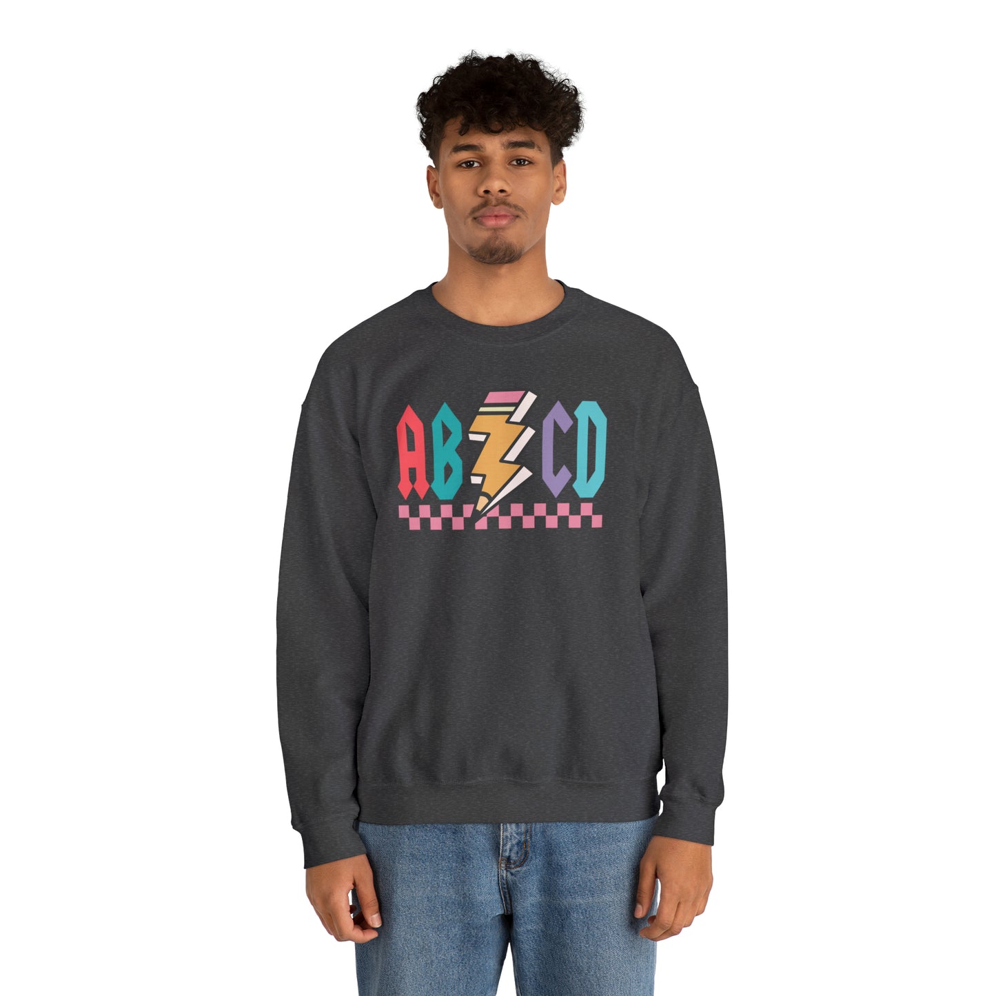 Vintage ABCD Rock and Roll Teacher Heavy Blend™ Crewneck Sweatshirt