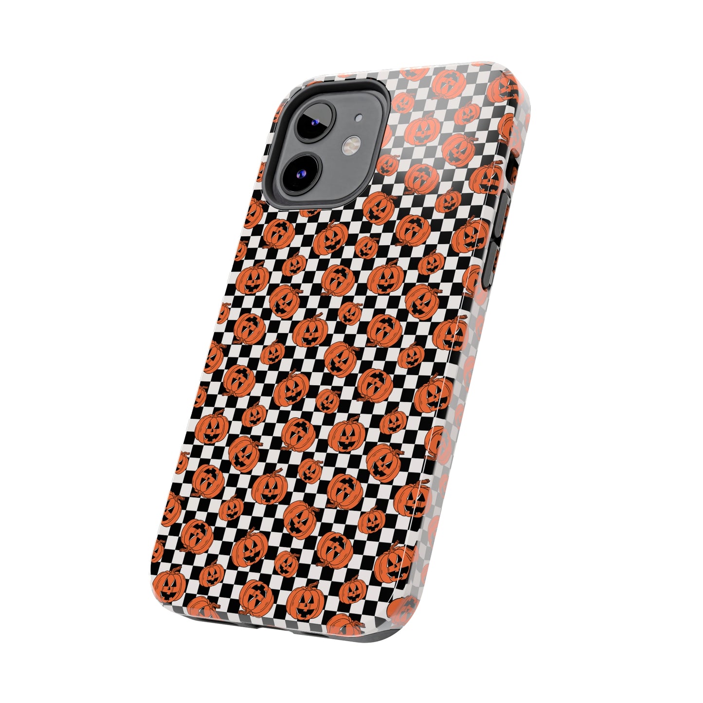 Pumpkin / Jack-O-Lantern Checkerboard Halloween/ Fall Patterned Tough Phone Cases