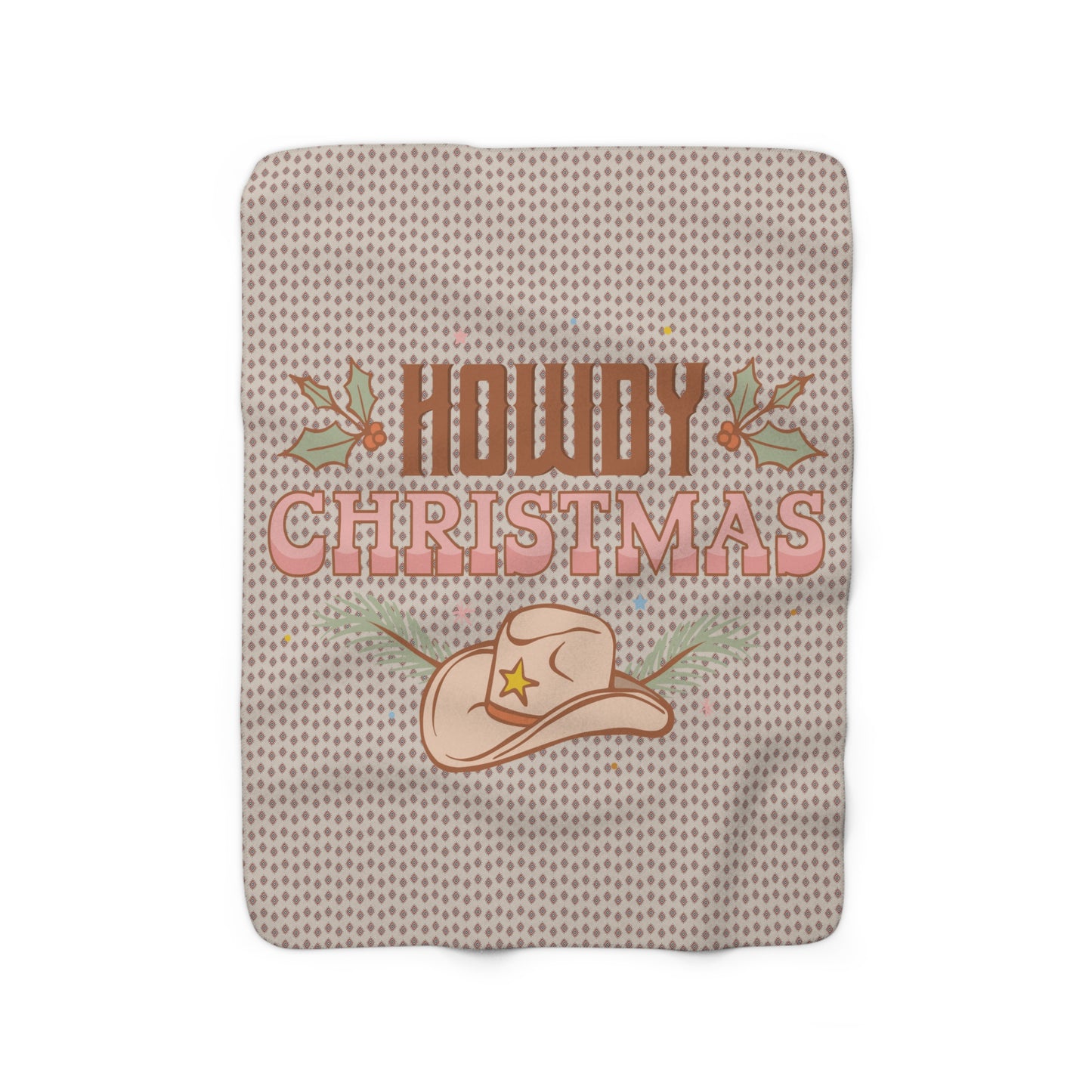 Howdy Christmas Diamond Pattern Sherpa Fleece Blanket