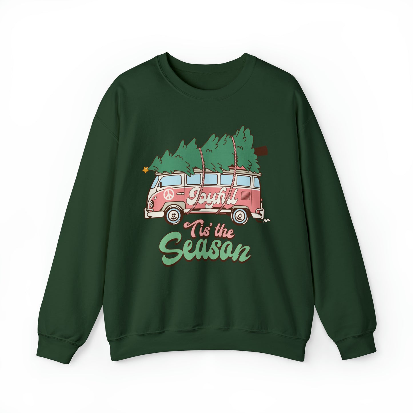 Tis the Season Retro Christmas Van Unisex Heavy Blend™ Crewneck Sweatshirt