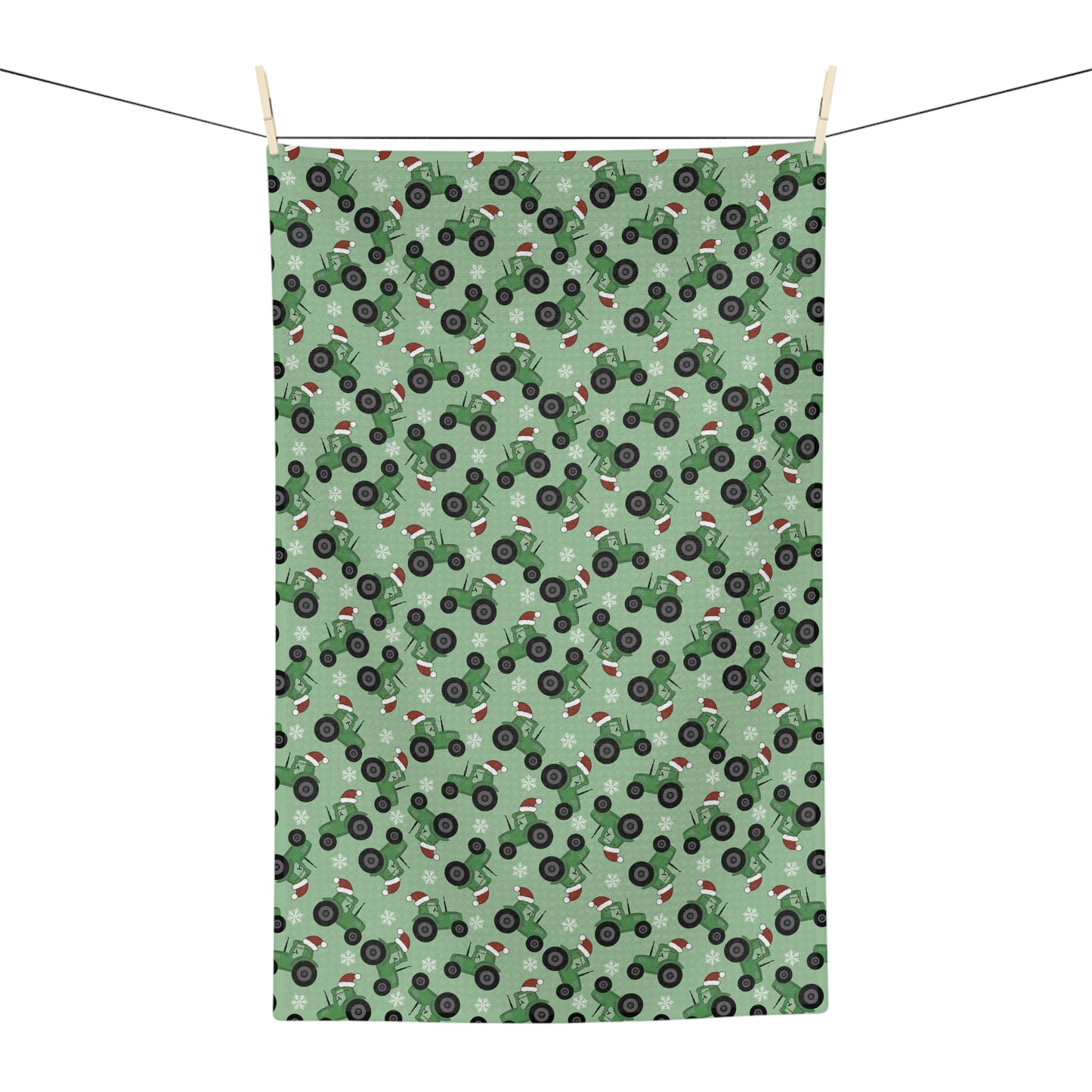 Green Santa Tractor Christmas/ Holiday Soft Tea Towel