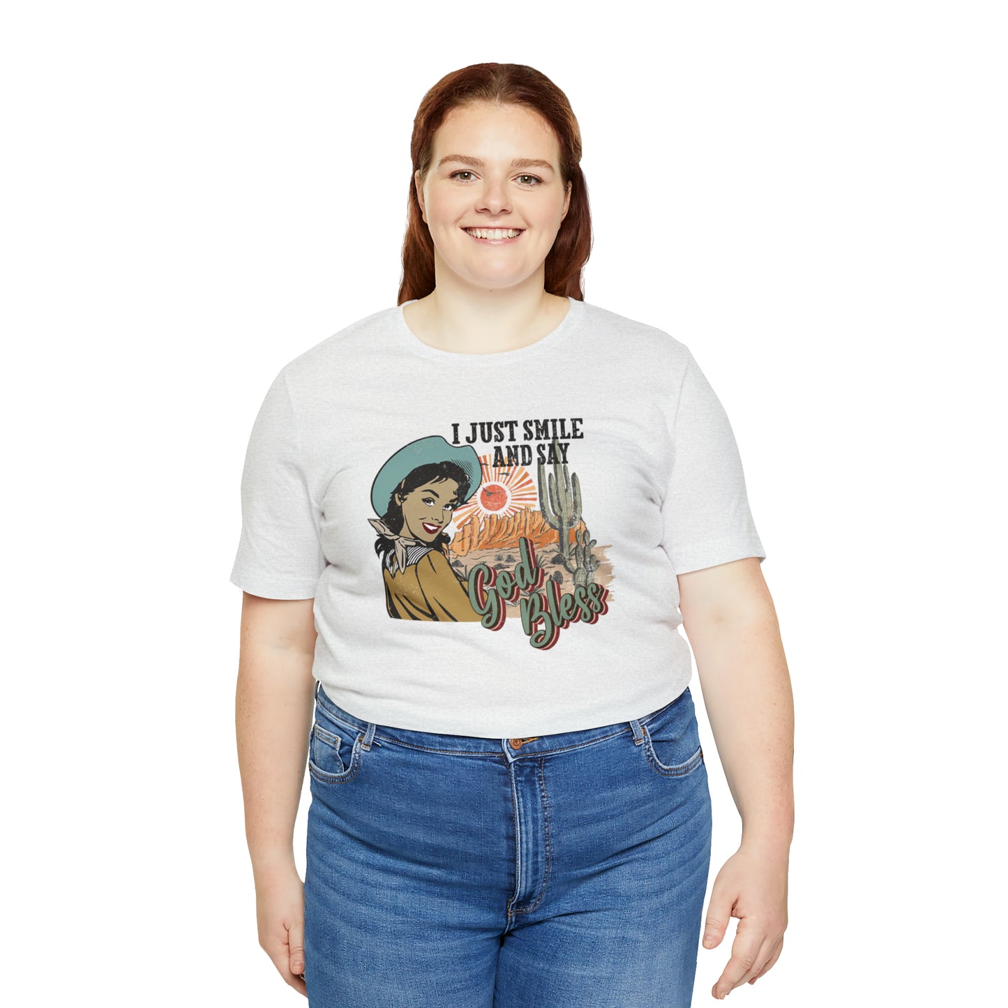 Vintage I just Smile and Say God Bless Unisex Jersey Short Sleeve Tee