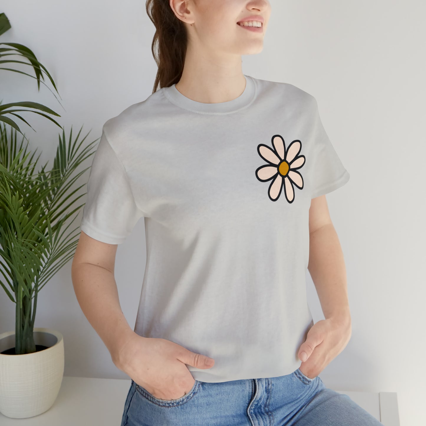 Distressed Daisy Love Like Jesus - Front and Back Design - T-Shirt