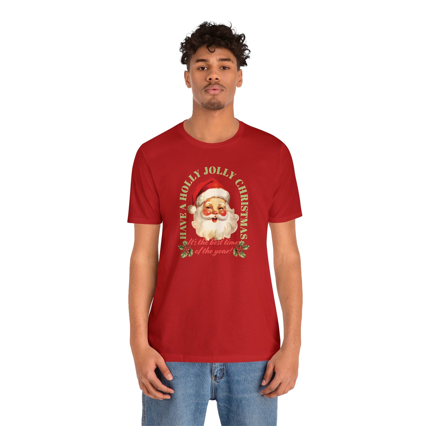 Have a Holly Jolly Christmas Arched Classic Santa Bella Jersey Short Sleeve Tee (Unisex)