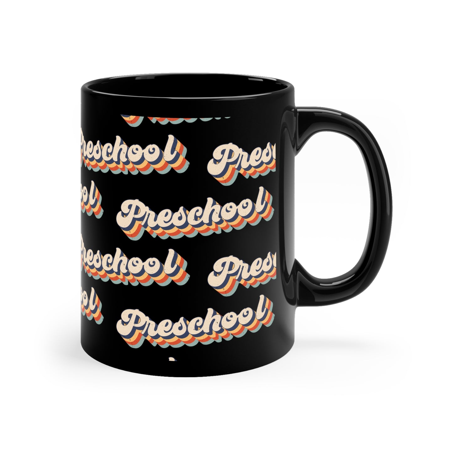 Retro Preschool 11oz Black Mug