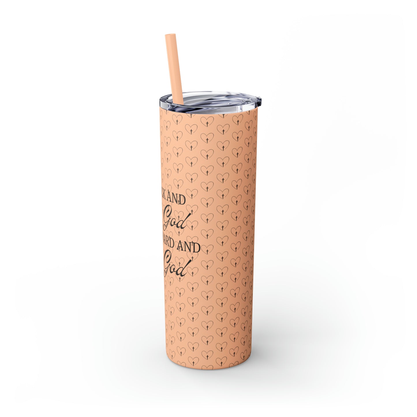 Look Back and Thank God Look Forward and Trust God Christian Skinny Tumbler with Straw, 20oz