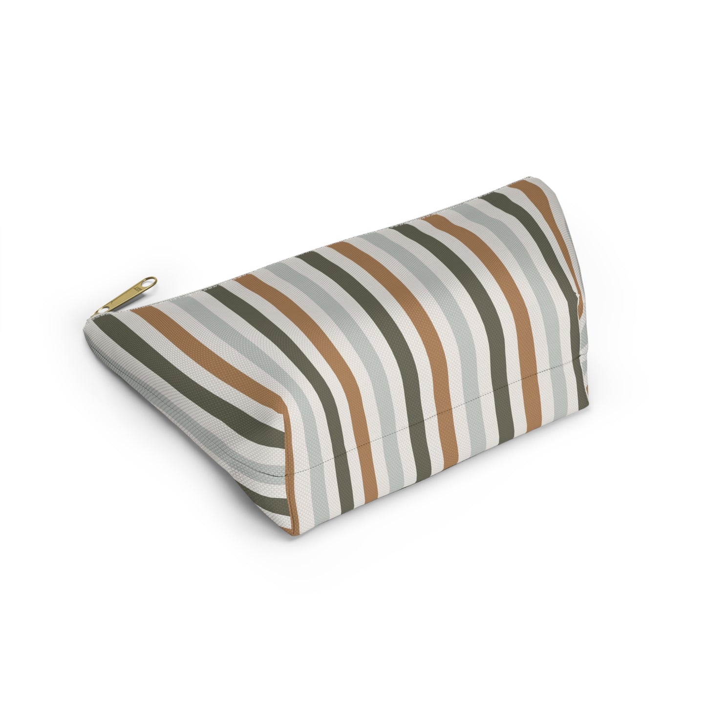 Fall Retro Brown Striped Print Design  Accessory Pouch w T-bottom