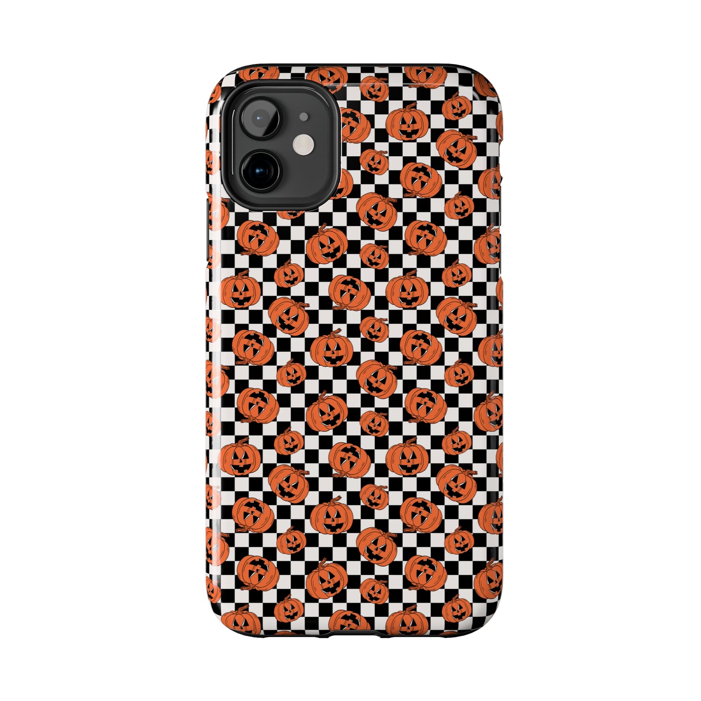 Pumpkin / Jack-O-Lantern Checkerboard Halloween/ Fall Patterned Tough Phone Cases