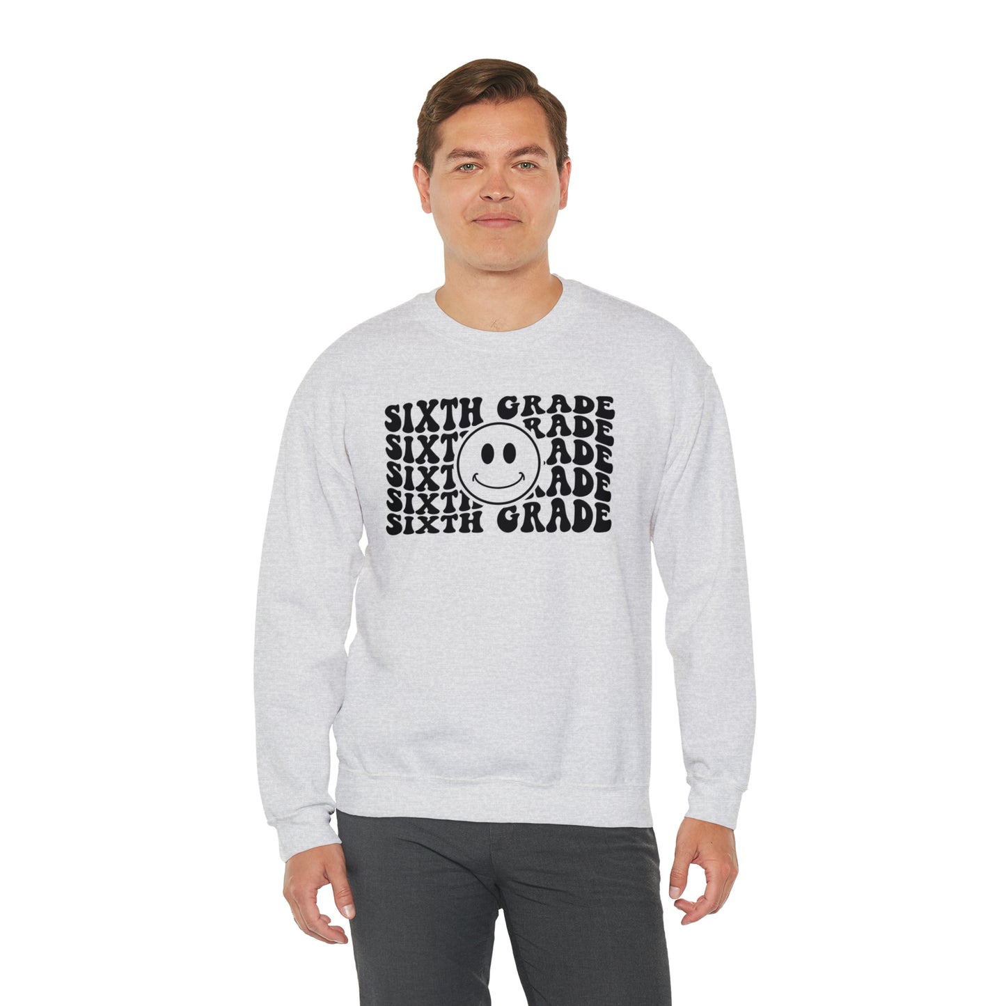 6th Grade Smiley Face Black Logo Unisex Heavy Blend™ Crewneck Sweatshirt