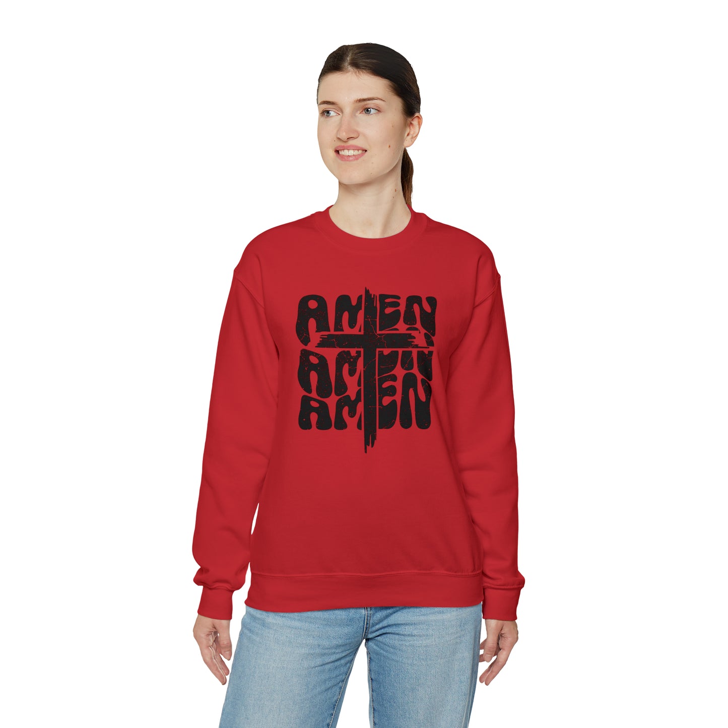 Amen Amen Amen with Cross Design Heavy Blend™ Crewneck Sweatshirt