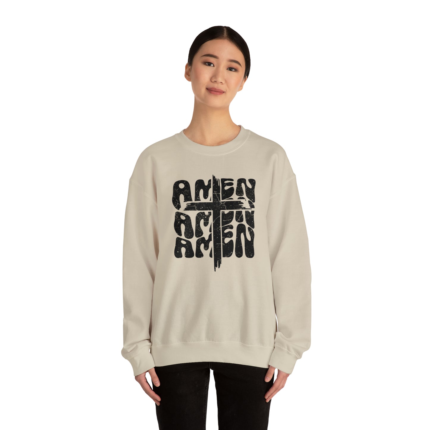 Amen Amen Amen with Cross Design Heavy Blend™ Crewneck Sweatshirt