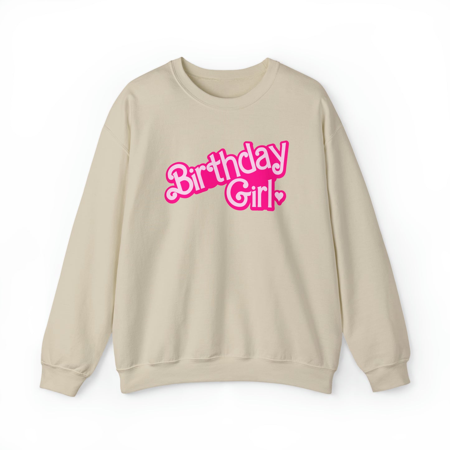 Birthday Girl with Hot Pink Barbie Font Heavy Blend™ Crewneck Sweatshirt