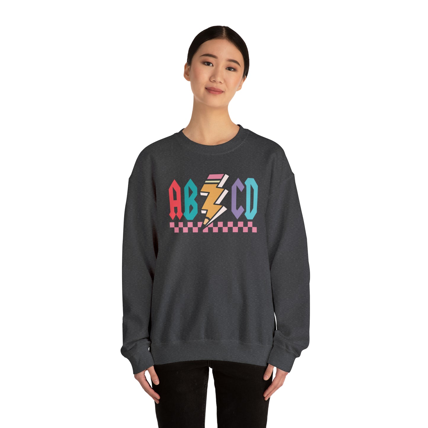 Vintage ABCD Rock and Roll Teacher Heavy Blend™ Crewneck Sweatshirt