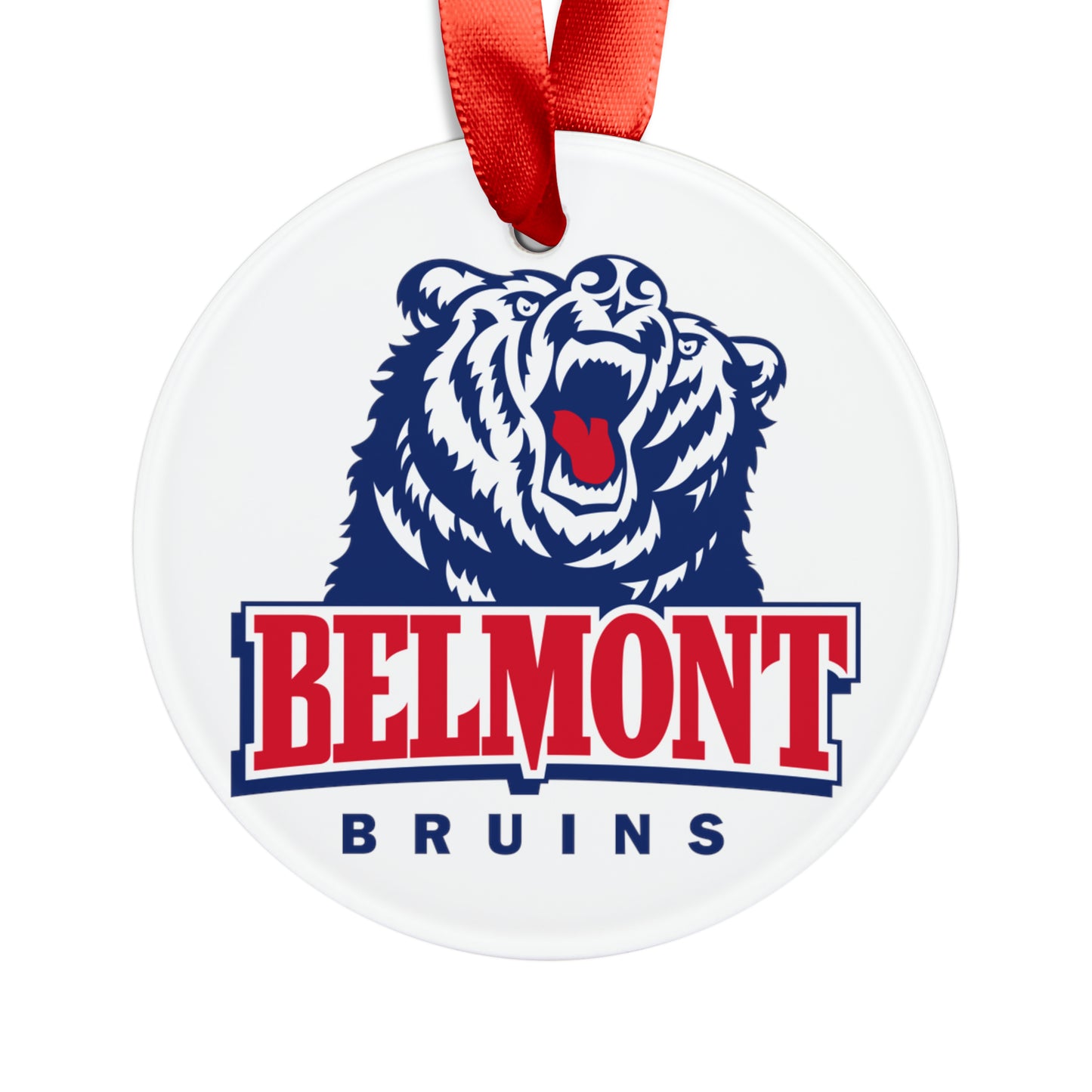 Belmont Bruins Ornament with Ribbon - White