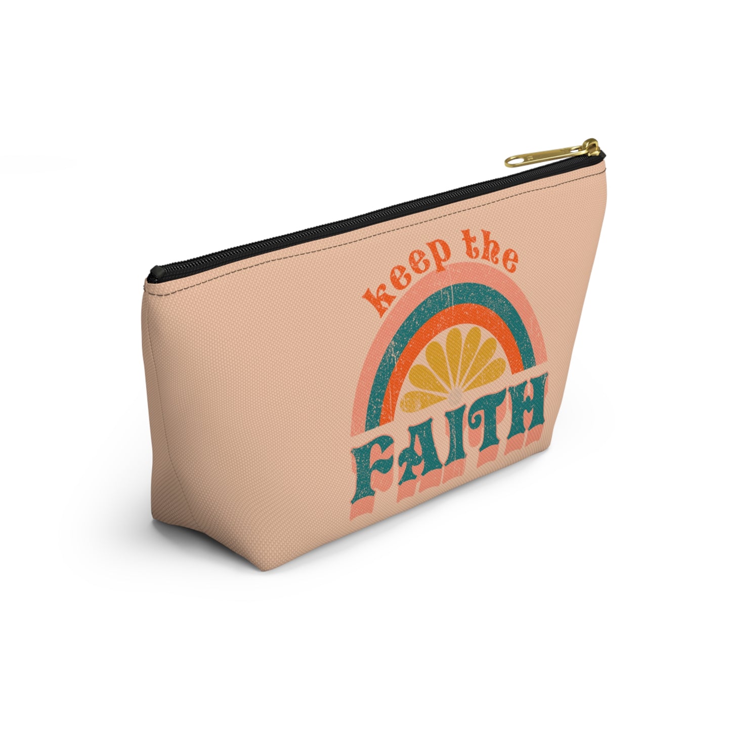 Christian Keep the Faith Print Design Accessory Pouch w T-bottom