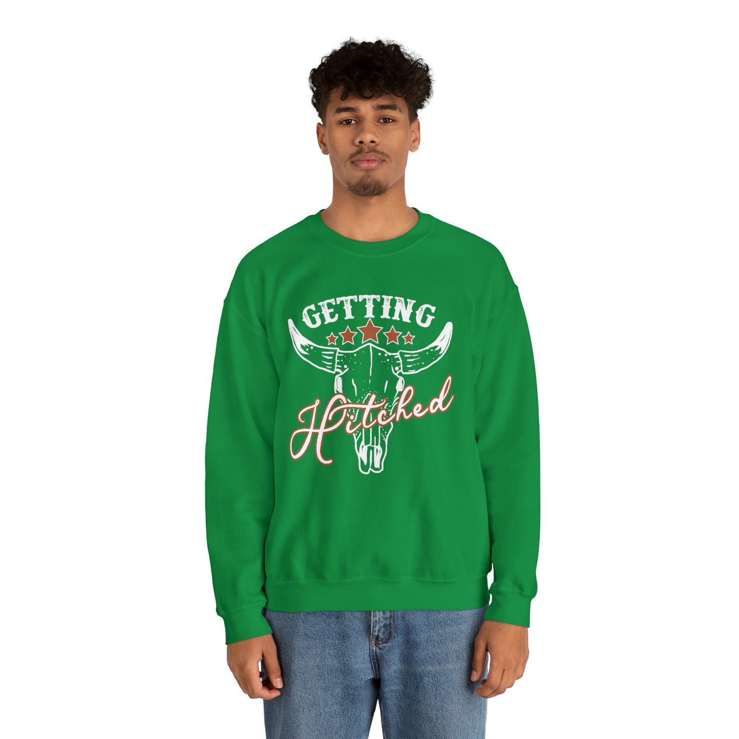 Vintage Getting Hitched Bride Unisex Heavy Blend™ Crewneck Sweatshirt - White Ink