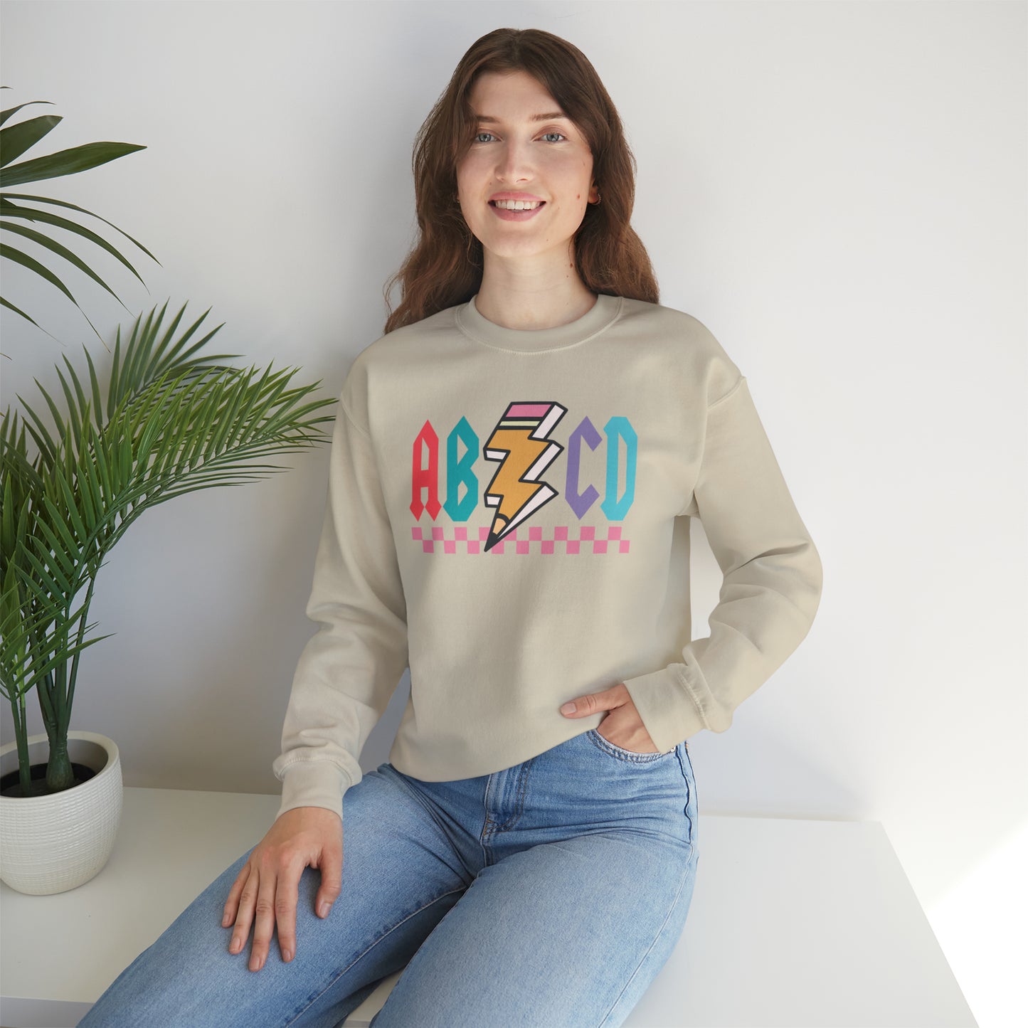 Vintage ABCD Rock and Roll Teacher Heavy Blend™ Crewneck Sweatshirt
