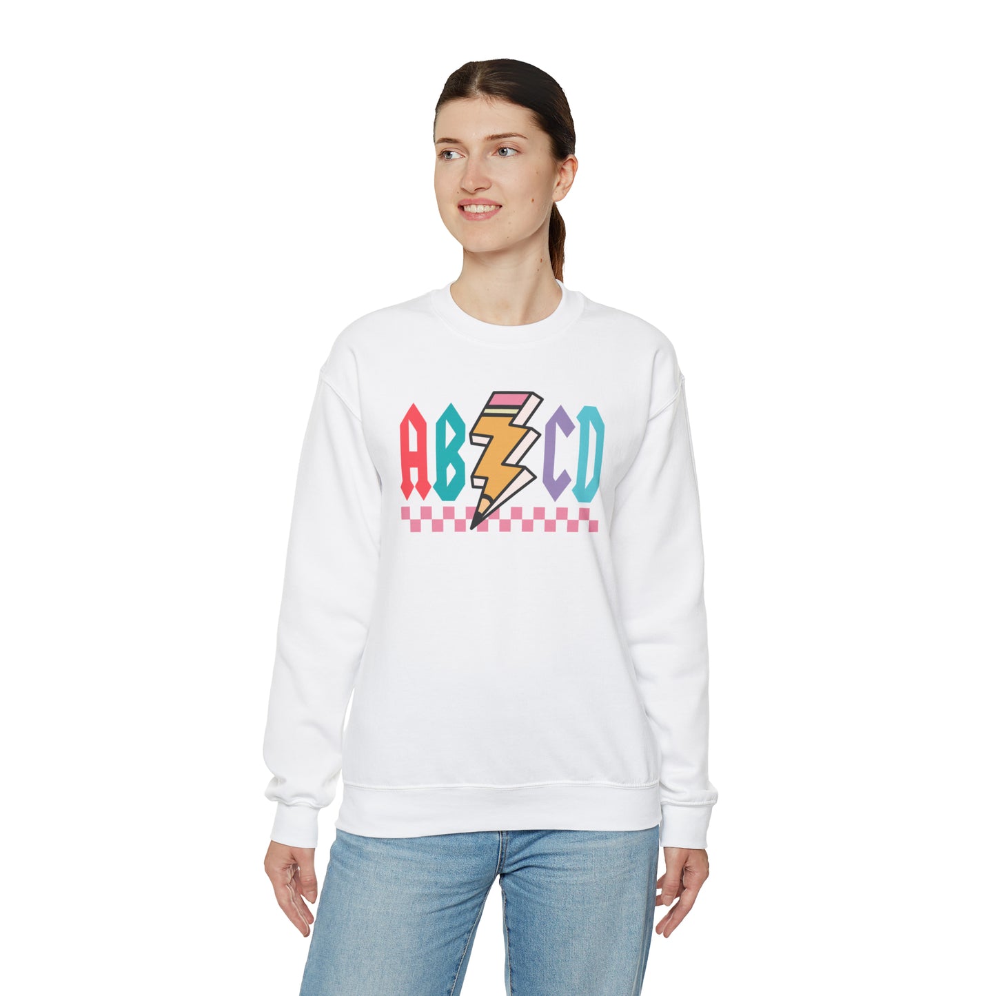 Vintage ABCD Rock and Roll Teacher Heavy Blend™ Crewneck Sweatshirt