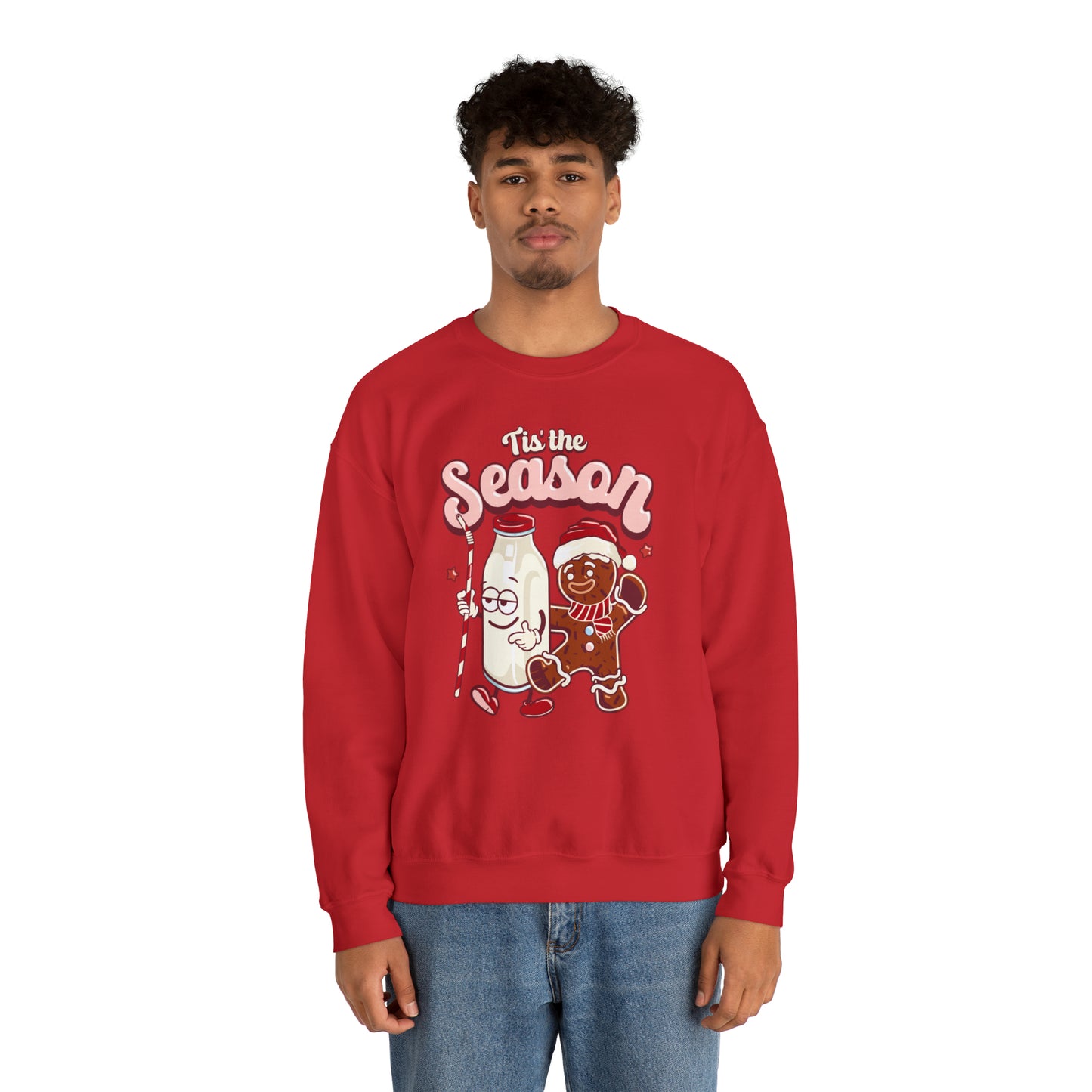 'Tis the Season Gingerbread and Milk Christmas Unisex Heavy Blend™ Crewneck Sweatshirt