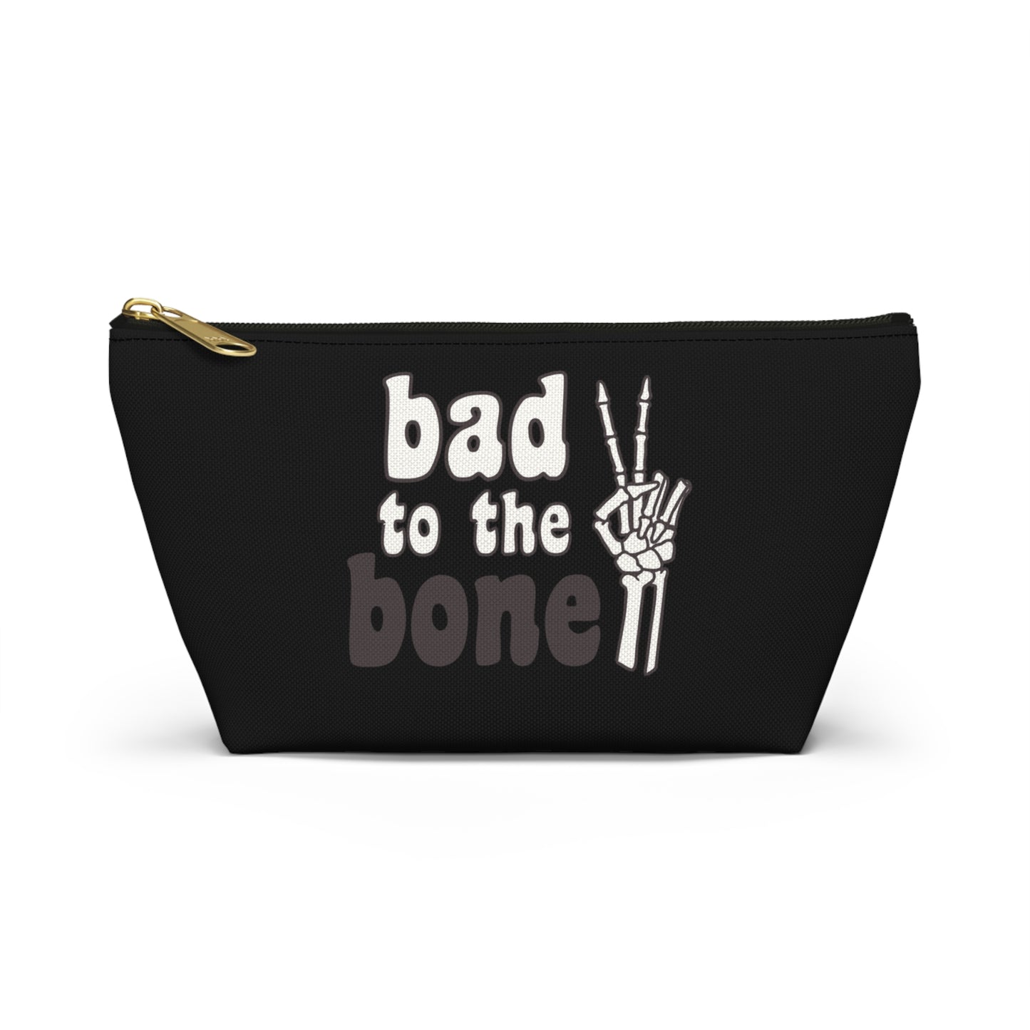 Bad to the Bone Skeleton Hand Peace Sign Accessory Pouch w T-bottom