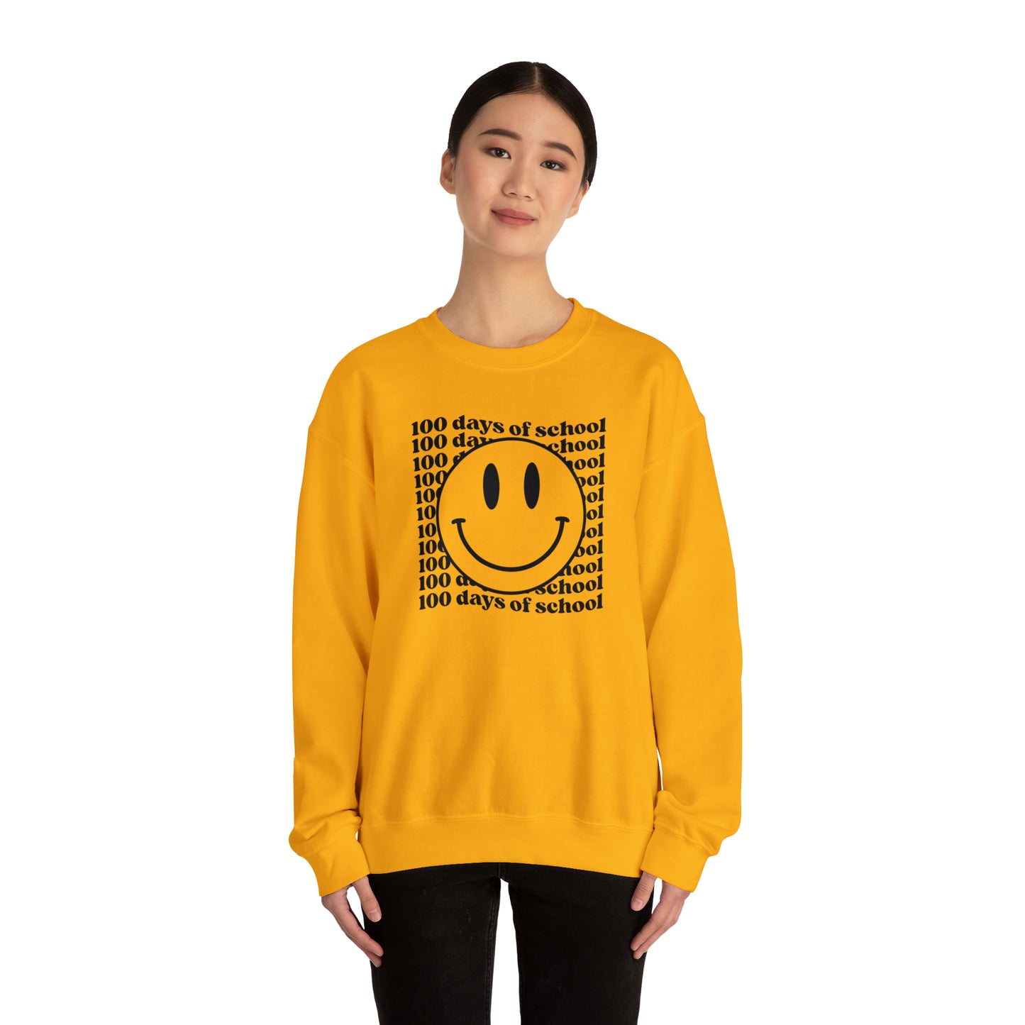 100 Days of School Smiley Face Heavyweight Crewneck Sweatshirt