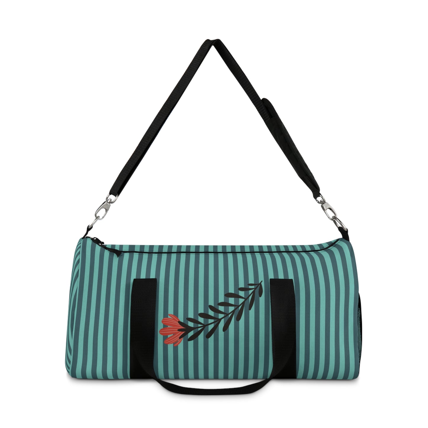 Winter Stripes Flower Duffel Bag