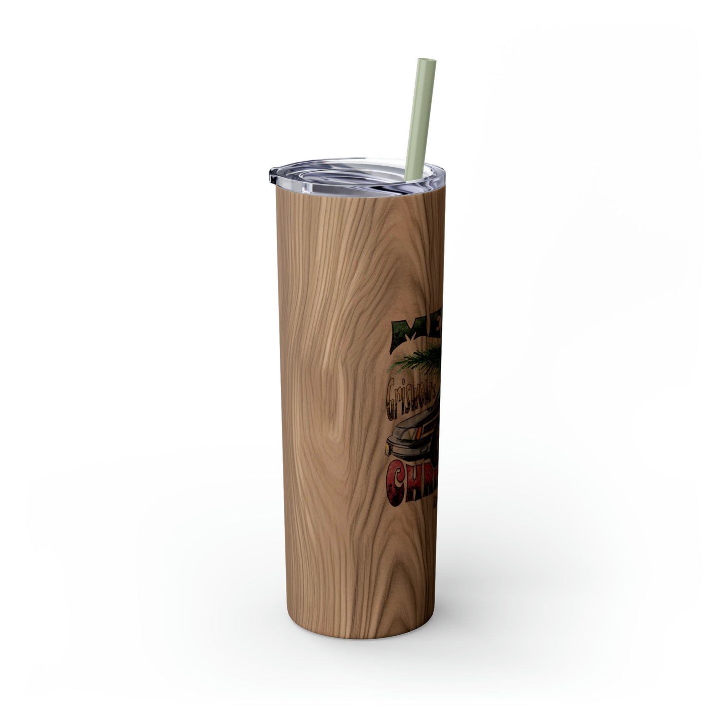 Distressed Merry Griswold's Christmas Tree Station Wagon Skinny Tumbler with Pick your Color Straw, 20oz
