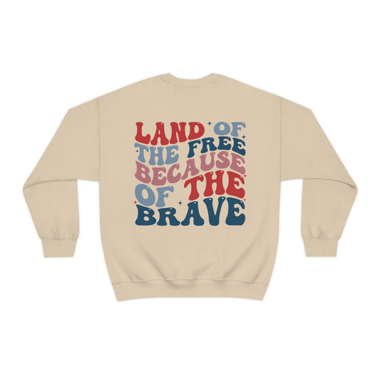 "Land of the Free Because of the Brave" (Front & Back Design) - Unisex Heavy Blend™ Crewneck Sweatshirt