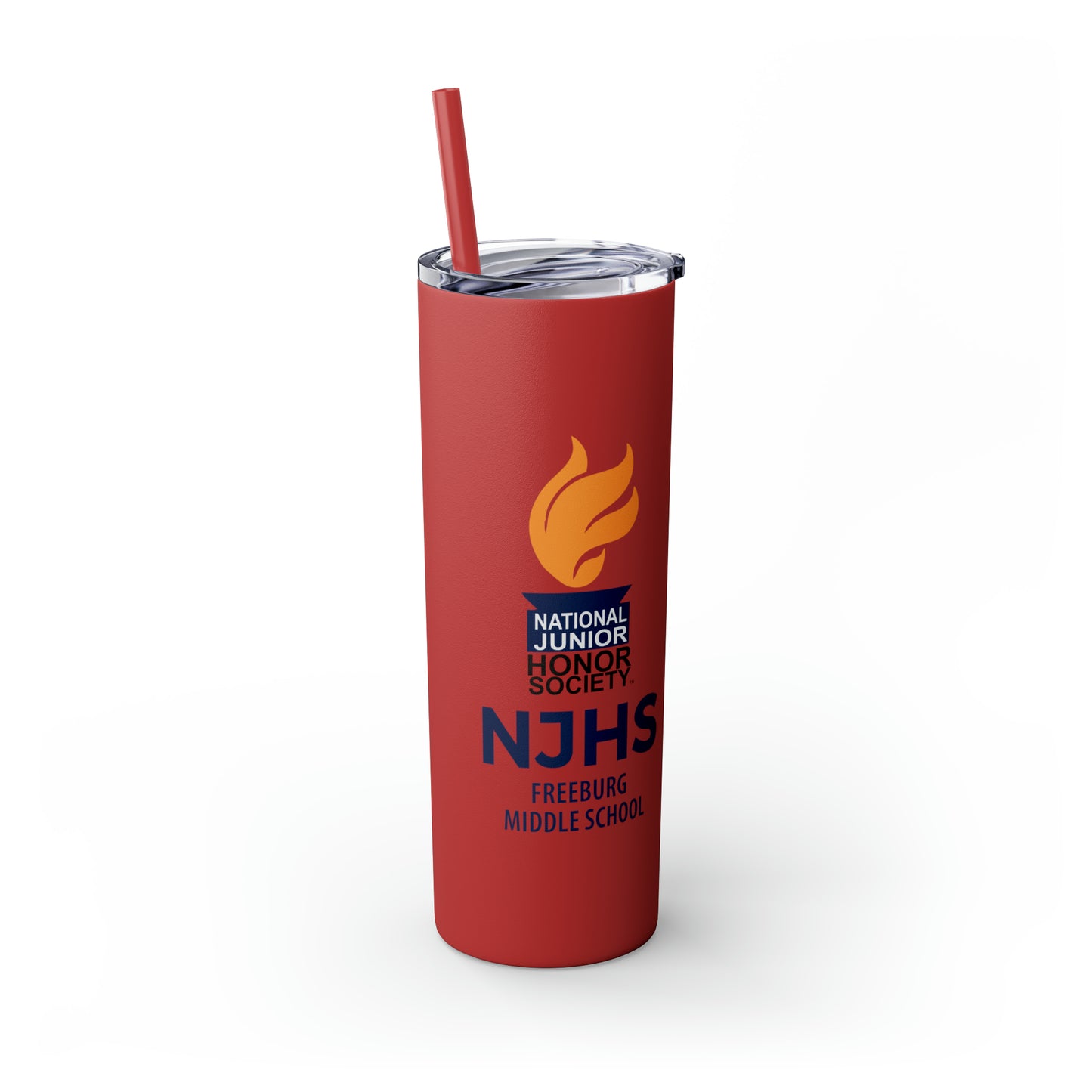 Freeburg Middle School National Junior Honor Society NJHS Yellow Torch Skinny Tumbler with Straw, 20oz