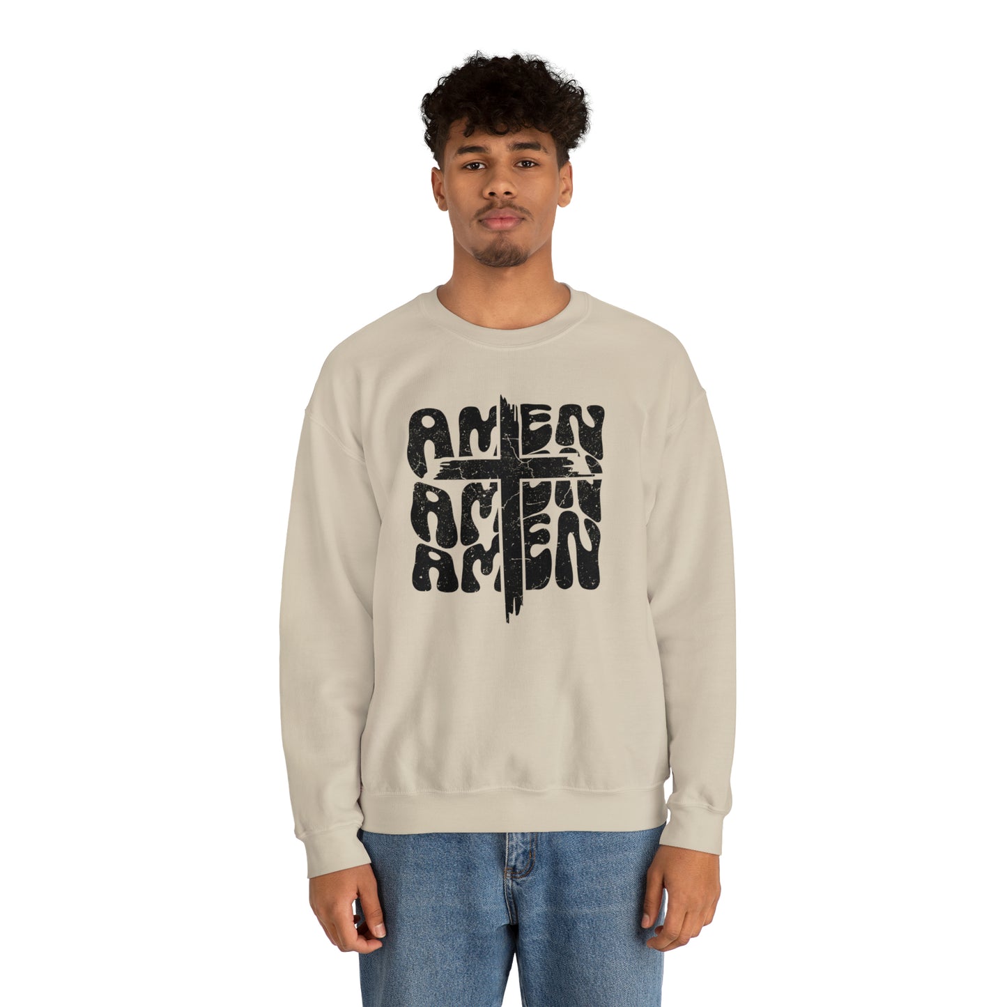 Amen Amen Amen with Cross Design Heavy Blend™ Crewneck Sweatshirt